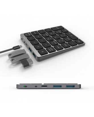 Aluminium Alloy Numeric Tablet Keypad Wireless Digital Keyboard With Two USB 2.0 Ports For IOS Android Mac Computer Phone