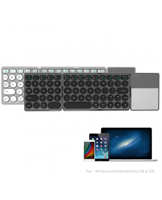 Three Fold Blue Tooth Split Switches Slim Portable Mini Keyboard BT Wireless Foldable Touchpad Keyboard Folding