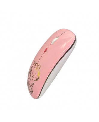 Cartoon Printing Computer Mouse 2.4GHz Wireless Mute Mouse with LED lighting for Gaming Player