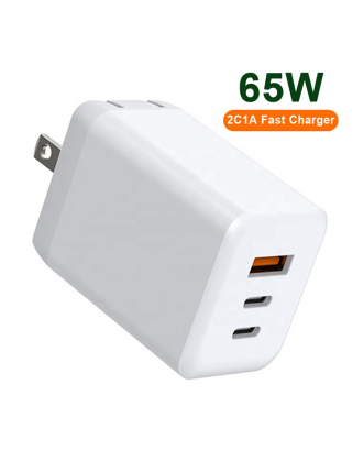 Wholesale KC ETL UKCA PSE SAA Fhome Charger AC 65W Quick Type C PD USB GaN Charger with QC 4.0 3.0 Fast Charge EU US UK AU plug