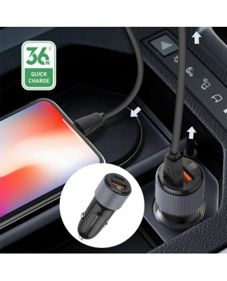 LDNO C510Q  car phone charger Dual Type-C Ports 36W fast charging USB C PD Car Charger