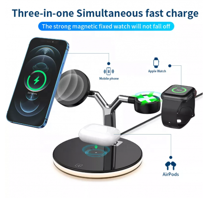 Factory 3 in 1 Magnetic Wireless Charger Stand Magsafes for iPhone Qi 15W Fast Wireless Charger