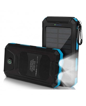 Free logo adding Portable Solar Power Bank Waterproof Powerbank 20000mah Charger With Led Light
